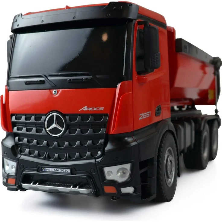 Amewi 22407 Elektro RC Modell Inkl. Akku und Ladegerät Mercedes-Benz Arocs Lizenz LKW Kipper 2,4GHz RTR rot – Bild 2