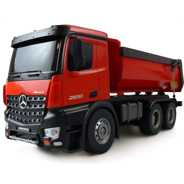 Amewi 22407 Elektro RC Modell Inkl. Akku und Ladegerät Mercedes-Benz Arocs Lizenz LKW Kipper 2,4GHz RTR rot – Bild 1