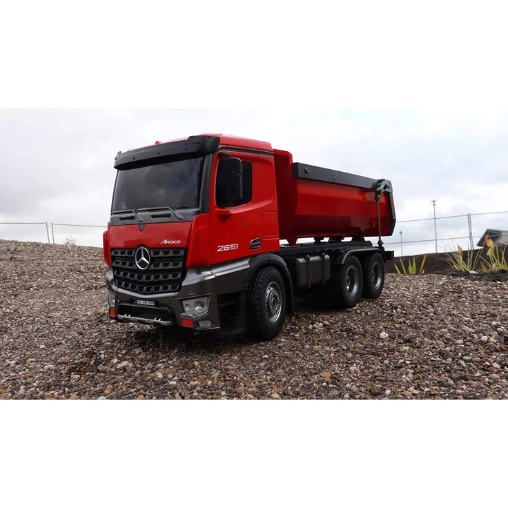 Amewi 22407 Elektro RC Modell Inkl. Akku und Ladegerät Mercedes-Benz Arocs Lizenz LKW Kipper 2,4GHz RTR rot – Bild 7