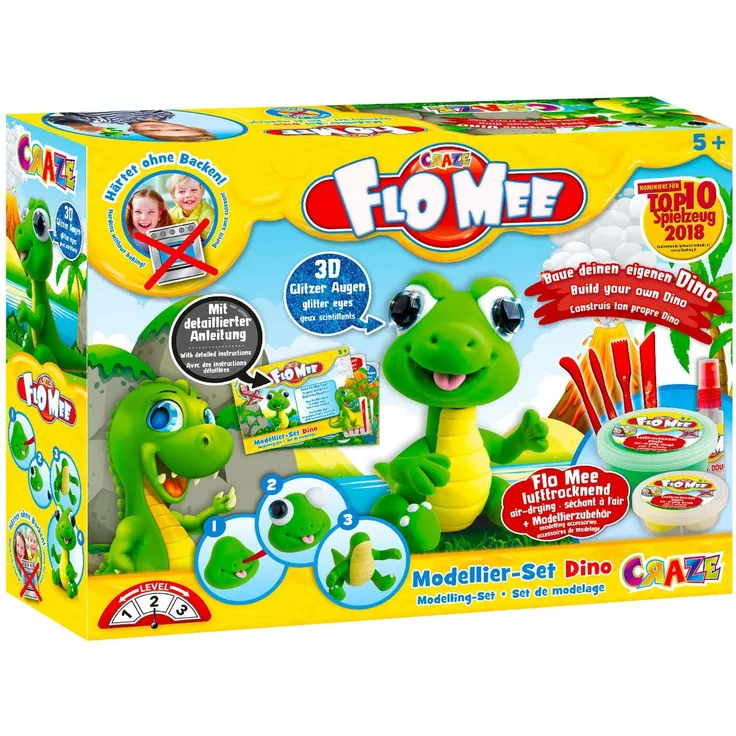 Craze 13687 Flo Mee Modellier Set Dino, bunt