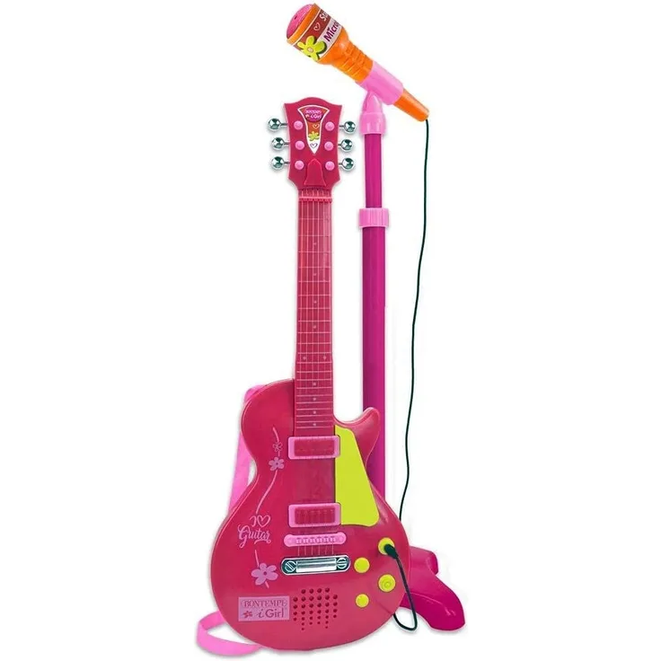 Bontempi e-Rock-Gitarre mit Mikrofon 112 cm rosa