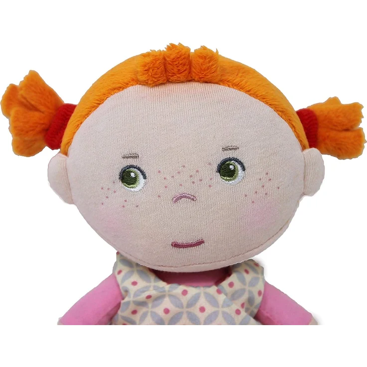 Haba 303730 - Kuschelpuppe Roya, Weiche Stoffpuppe, für Babys ab 1, 5 Jahren, mit Strampelanzug aus Flauschigem Fleece, Ideales Geschenk zur Geburt oder Taufe – Bild 2