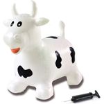 Jamara 460318 - Hüpftier Kuh weiß/schwarz mit Pumpe - fördert Gleichgewichtssinn & motorische Fähigkeiten, Tierohren dienen als Halt, belastbar bis 50kg, Pflegeleicht, robust & widerstandsfähig