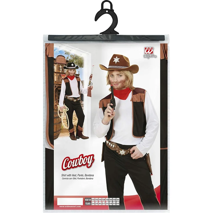 Widmann 02597 - Kinderkostüm Cowboy, Shirt mit Weste, Hose und Halstuch, Größe 140 – Bild 5