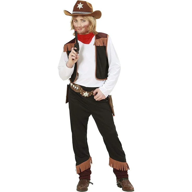 Widmann 02597 - Kinderkostüm Cowboy, Shirt mit Weste, Hose und Halstuch, Größe 140 – Bild 1