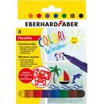 Eberhard Faber 550022 - Colori Window Marker in 8 Farben, Fenster-Malstifte inkl. 3 Schablonen, Filz-Stifte mit weichem Farbabstrich, im Kartonetui, Farb-Stifte zum Malen auf Fenstern