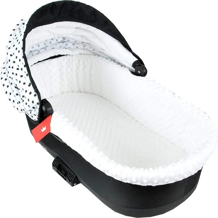 BABYLUX Nestchen für Kinderwagen Stubenwagen BABYWANNE + Matratze 2 Tlg Set Doppelseitig (W7 - Weiß + Herze) – Bild 3