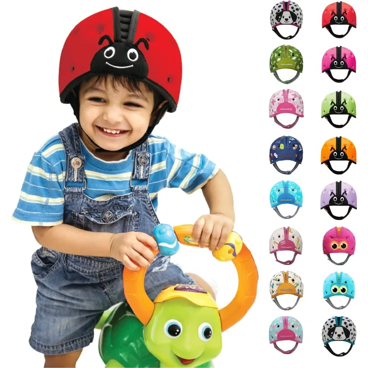 SHB001 Babyhelm Marienkäfer, Kopfschutz für Babys, rot