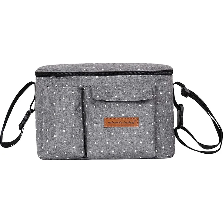 Kinderwagentasche Organizer Kinderwagen Buggy Tasche Baby Universale Multifunktionale Aufbewahrungstasche (Grauer Stern) – Bild 2