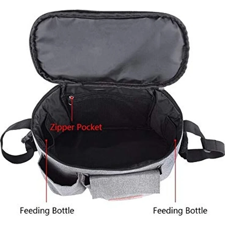 Kinderwagentasche Organizer Kinderwagen Buggy Tasche Baby Universale Multifunktionale Aufbewahrungstasche (Grauer Stern) – Bild 6