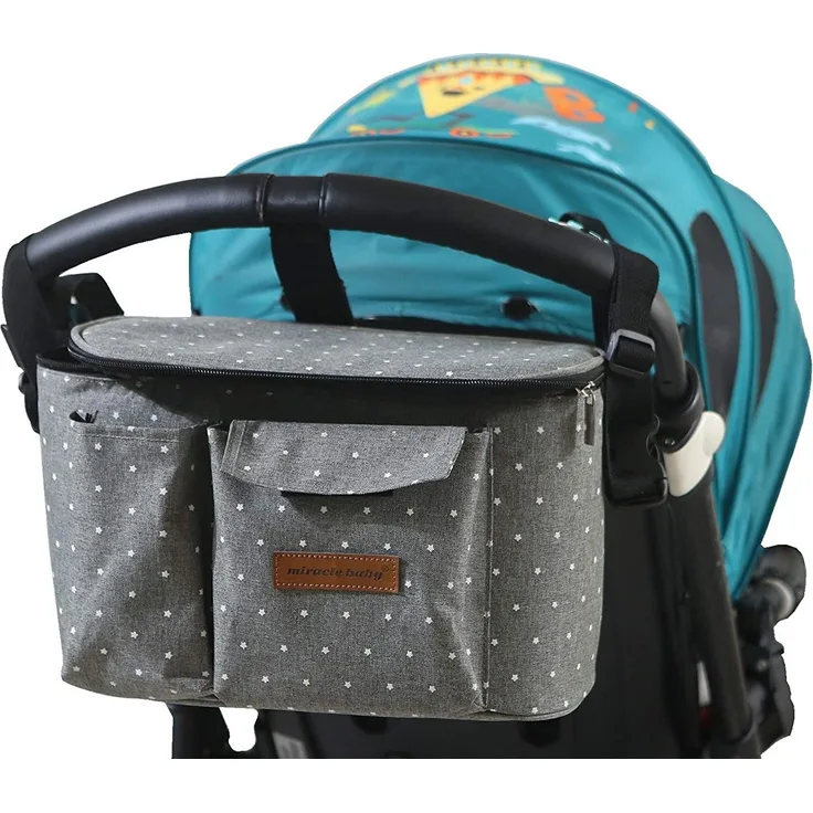 Kinderwagentasche Organizer Kinderwagen Buggy Tasche Baby Universale Multifunktionale Aufbewahrungstasche (Grauer Stern)