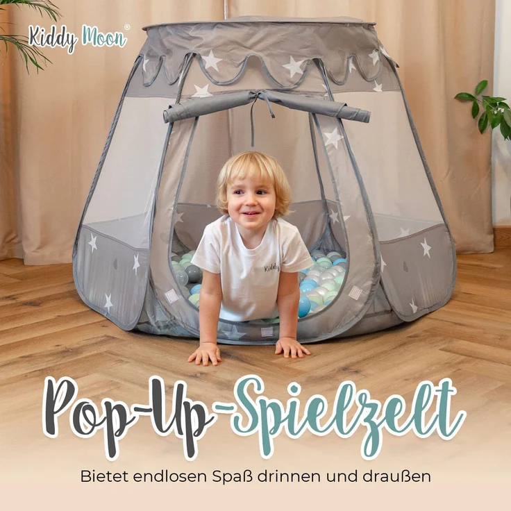 Selonis Baby Spielzelt Mit Plastikbällen Zelt 105X90cm/100 Bälle Plastikkugel Kinder, Blau:Gelb-Grün-Blau-Rot-Orange – Bild 6