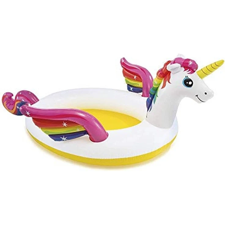 Intex 57441 'Mystic Unicorn Spray Pool' Planschbecken, ab 2 Jahren, 272 x 193 x 104 cm, 151 l Füllmenge, weiß/pink – Bild 1