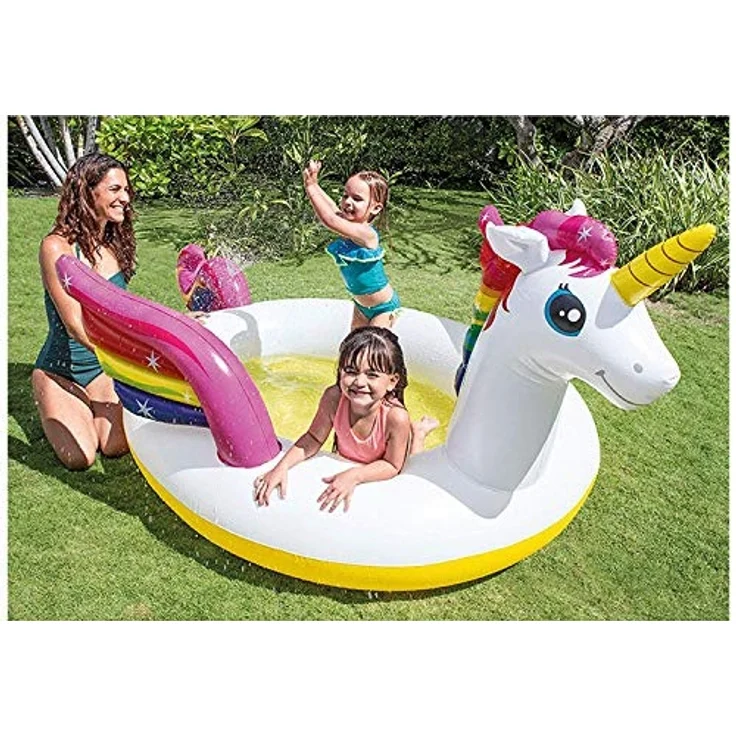 Intex 57441 'Mystic Unicorn Spray Pool' Planschbecken, ab 2 Jahren, 272 x 193 x 104 cm, 151 l Füllmenge, weiß/pink – Bild 3