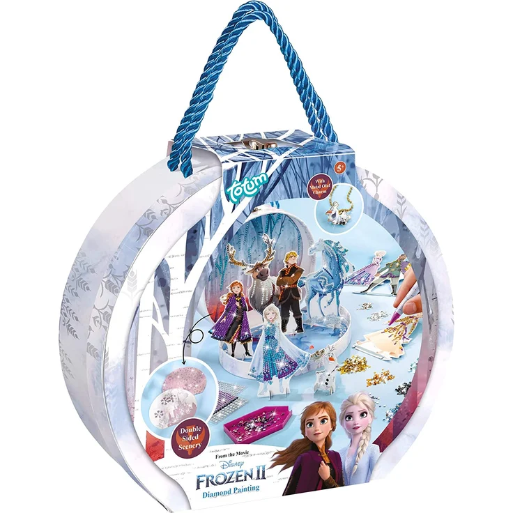 Disney Frozen II Diamantbastel-Studio: Gestalte deine Lieblingsfiguren von Frozen II mit wunderschönen Strasssteinen in 3D Landschaften, inkl. Olaf Anhänger – Bild 8