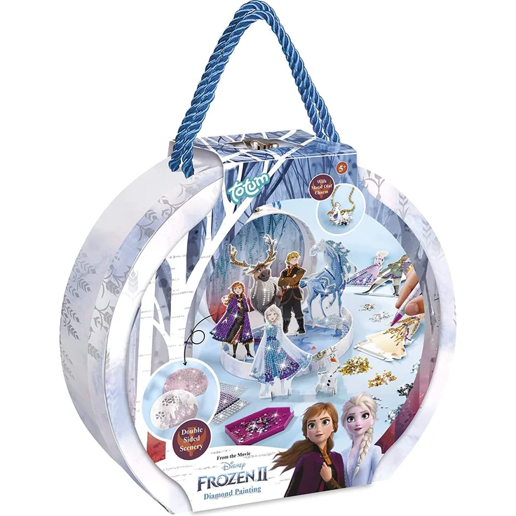 Disney Frozen II Diamantbastel-Studio: Gestalte deine Lieblingsfiguren von Frozen II mit wunderschönen Strasssteinen in 3D Landschaften, inkl. Olaf Anhänger – Bild 1