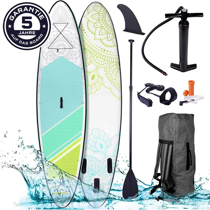 BRAST SUP Board Lady Aufblasbares Stand up Paddle Set für Frauen 300cm Flower Lime incl. Zubehör 5 Jahre Garantie Fußschlaufe Paddel Pumpe Rucksack - Preisvergleich – Bild 7