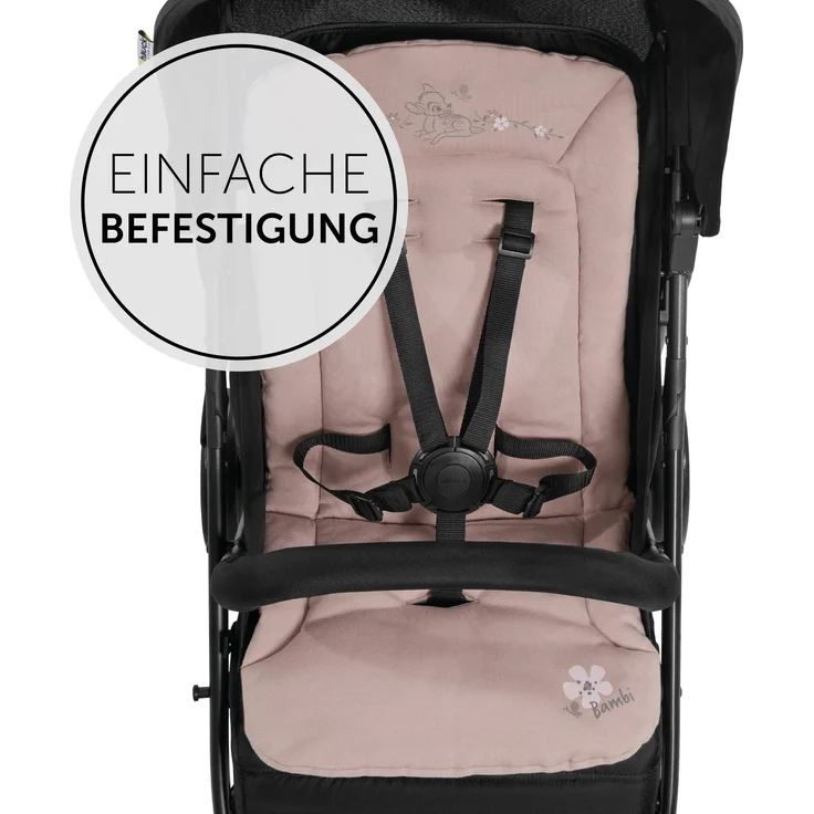 Hauck Universal Sitzauflage für Buggys, Kinderwagen, Fahrradanhänger, Baumwolle, Atmungsaktiv, Weich, Einfache Befestigung ,Sommer & Winter, Bambi Rose – Bild 3