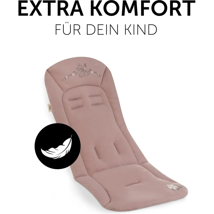 Hauck Universal Sitzauflage für Buggys, Kinderwagen, Fahrradanhänger, Baumwolle, Atmungsaktiv, Weich, Einfache Befestigung ,Sommer & Winter, Bambi Rose – Bild 4