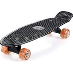Monzana Skateboard 22 Zoll ABEC 7 LED Leuchtrollen Pennyboard Longboard Retro Design Erwachsene Kinder Jugendliche Mini Cruiser 100kg Belastbar