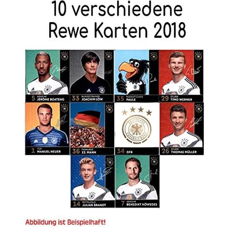 WM 2018 REWE Sammelkarten - 10 verschiedene Karten