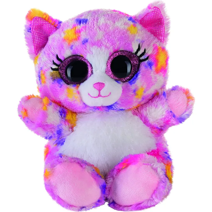Bauer Spielwaren "Blickfänger Glitter" Lashy Katze Plüschtier: Kuscheltier mit Glitzer-Katzen-Augen, ideal auch als Smartphone-Halter, 15 cm, pink-bunt (14242)