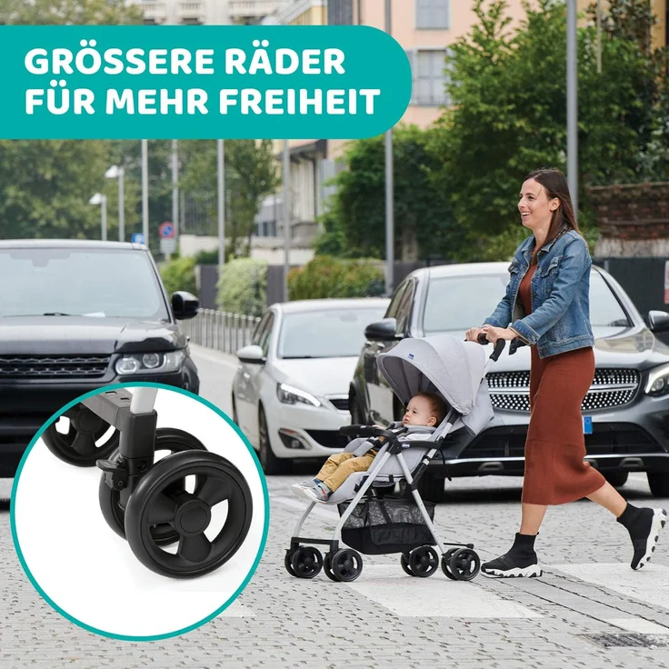 Chicco Ohlala 3 Betthimmel Leichtgewichtiger Kinderwagen Beide Geschlechter Feste Räder Faltbar Grün – Bild 6