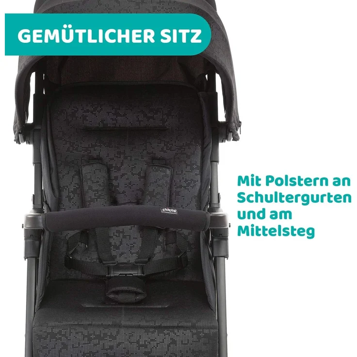 Chicco Ohlala 3 Betthimmel Leichtgewichtiger Kinderwagen Beide Geschlechter Feste Räder Faltbar Grün – Bild 7