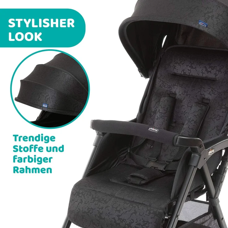 Chicco Ohlala 3 Betthimmel Leichtgewichtiger Kinderwagen Beide Geschlechter Feste Räder Faltbar Grün – Bild 10