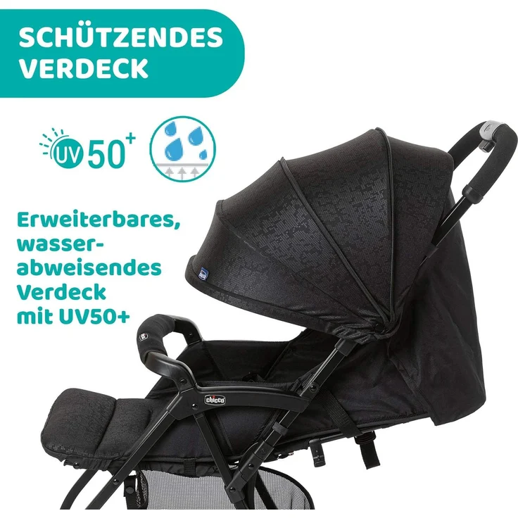 Chicco Ohlala 3 Betthimmel Leichtgewichtiger Kinderwagen Beide Geschlechter Feste Räder Faltbar Grün – Bild 5