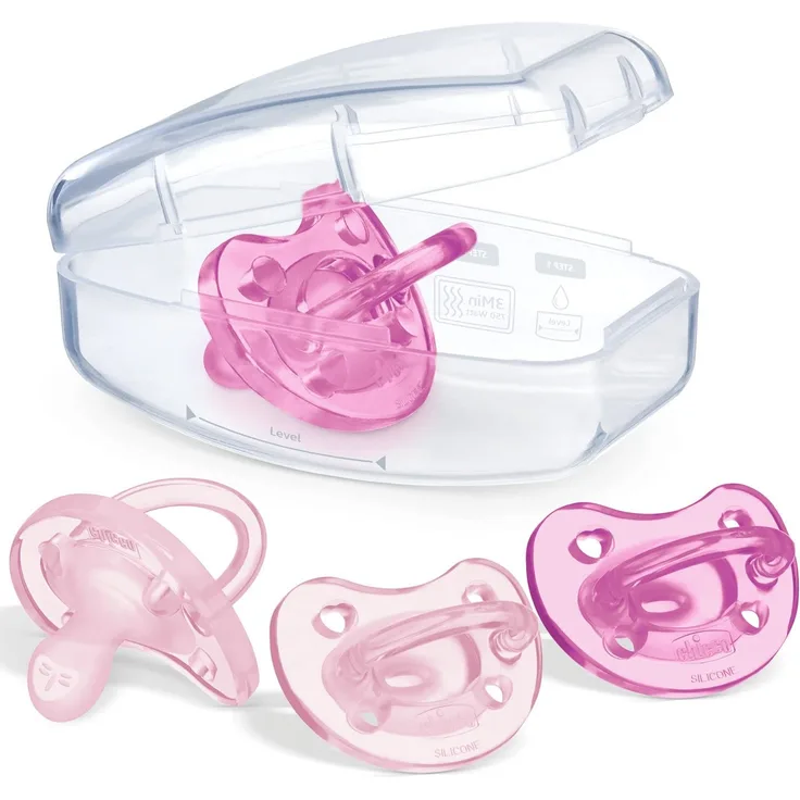 Chicco Physioforma Schnuller aus Silikon 16-36 Monate, weicher und sanfter Gummi, unterstützt das physiologische Atmen und fördert die Entwicklung des Mundstücks, 4 Stück Rosa und Pink