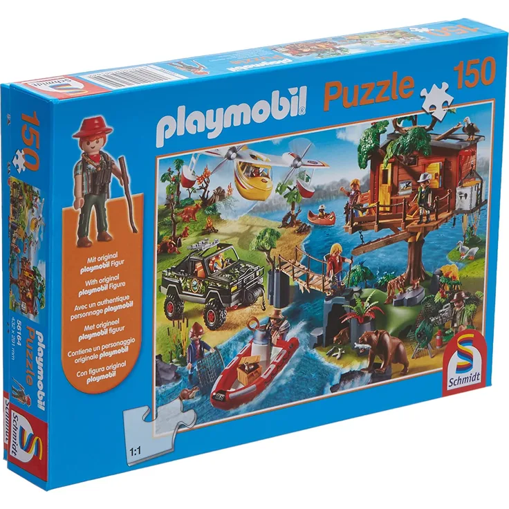 Schmidt Spiele 56164 Baumhaus, 150 Teile Kinderpuzzle, mit Playmobil-Figur, bunt