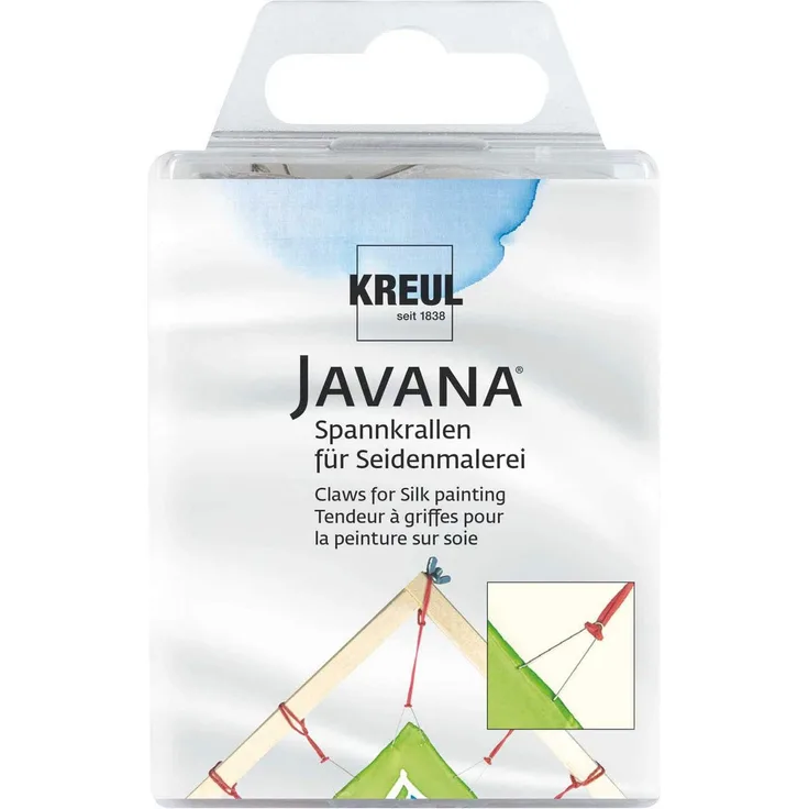 Kreul 810024 - Javana Spannkrallen für Seidenmalerei, mit Gummiringen zum Befestigen, 24 Stück
