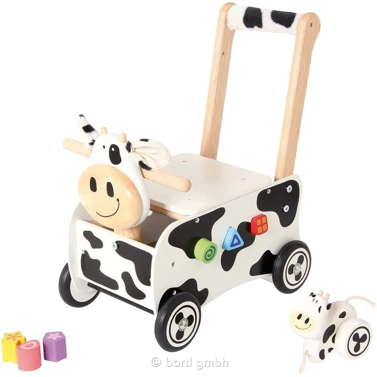 Gummi Holz Loopduwwagen Cow