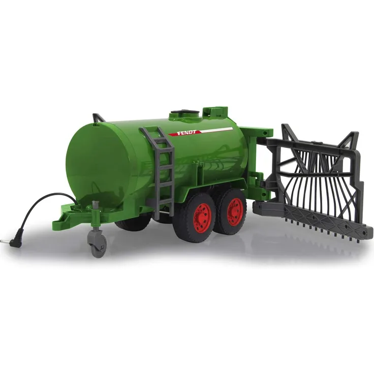 Jamara 405235 Fendt Fasswagen mit Schlauchverteiler-450 ml Tank, Spritzfunktion an/aus, Anhängerkupplung vorne, manuell ausklappbare Schlauchverteiler, grün
