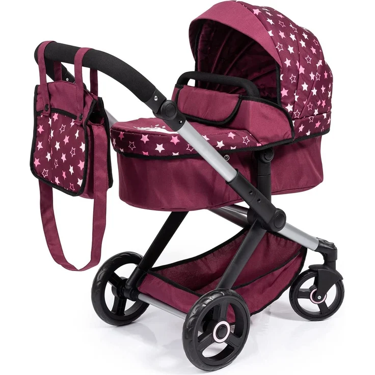 Bayer Design Kombi-Puppenwagen Xeo Sterne bordeaux – Bild 1