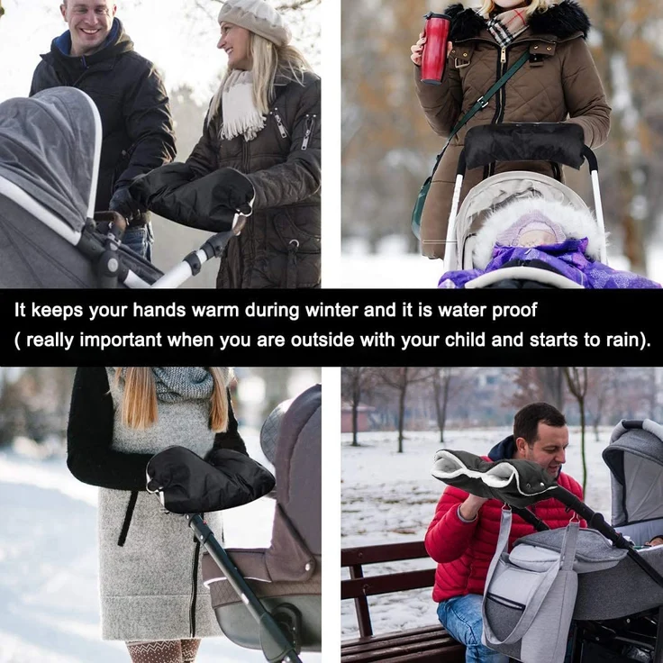 Kinderwagen Handwärmer,DIAOPROTECT Kinderwagen Handschuhe Handmuff mit Fleece Innenseite,Kinderwagenmuff Atmungsaktiv Wasserfest Winddicht, Universalgröße für Kinderwagen Buggy,Radanhänger(Schwarz) – Bild 7