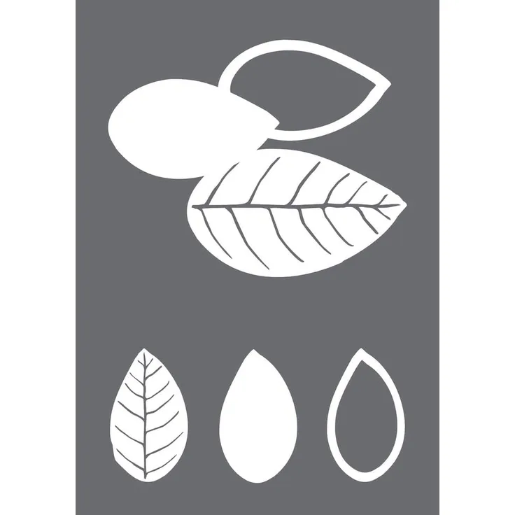 Rayher 45099000 Schablone Blätter, Format A4, mit Rakel, Siebdruck-Schablone, Malschablone, selbstklebend