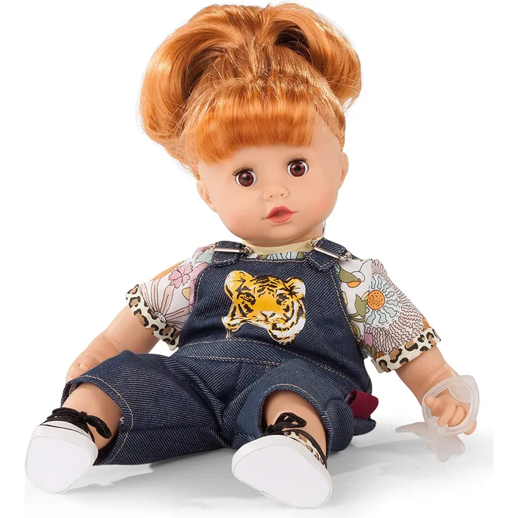 Götz 1920934 Muffin Wild Cat Puppe - 33 cm große Babypuppe mit braunen Schlafaugen, rote Haare und Weichkörper - Weichkörperpuppe in 6-teiligen Set