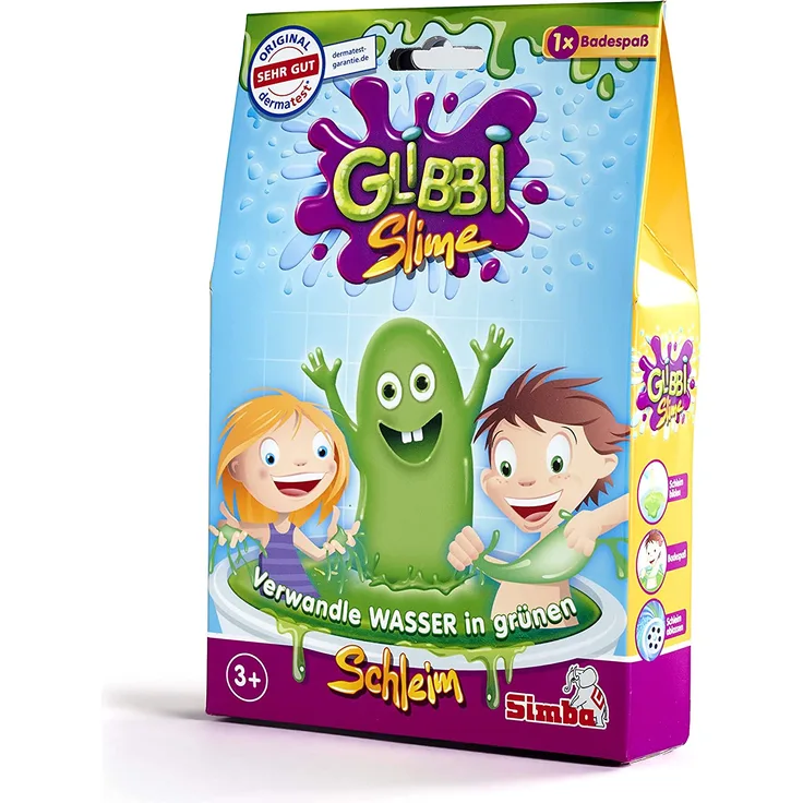 Simba 105954666 - Glibbi Slime Badespaß (150g), Glibber Badewannenspielzeug ab 3 Jahren, Glibbi Pulver verwandelt Wasser in grünen Schleim