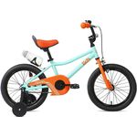FabricBike Kids Fahrrad mit Pedalen für Jungen und Mädchen, Abnehmbare Trainingsräder, Hochwertige Bremsen, 12- und 16-Zoll-Räder, 4 Farben (Aqua & Orange, 16 Zoll: 3-7 Jahre (96 bis 120 cm hoch))