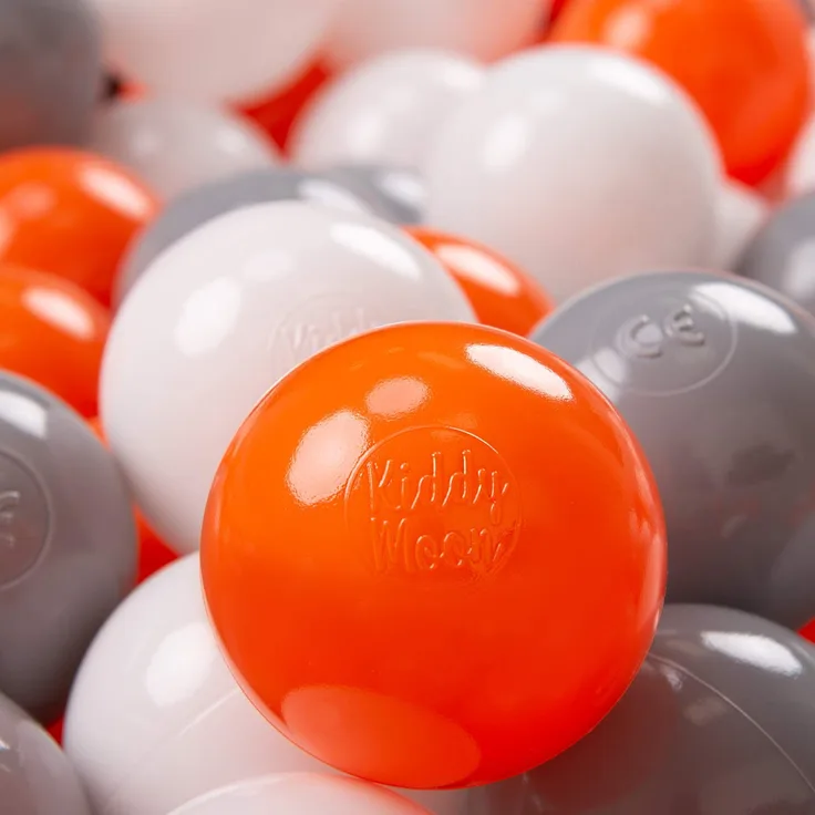 KiddyMoon 50 ∅ 7Cm Kinder Bälle Spielbälle Für Bällebad Baby Plastikbälle Made In EU, Orange/Grau/Weiß