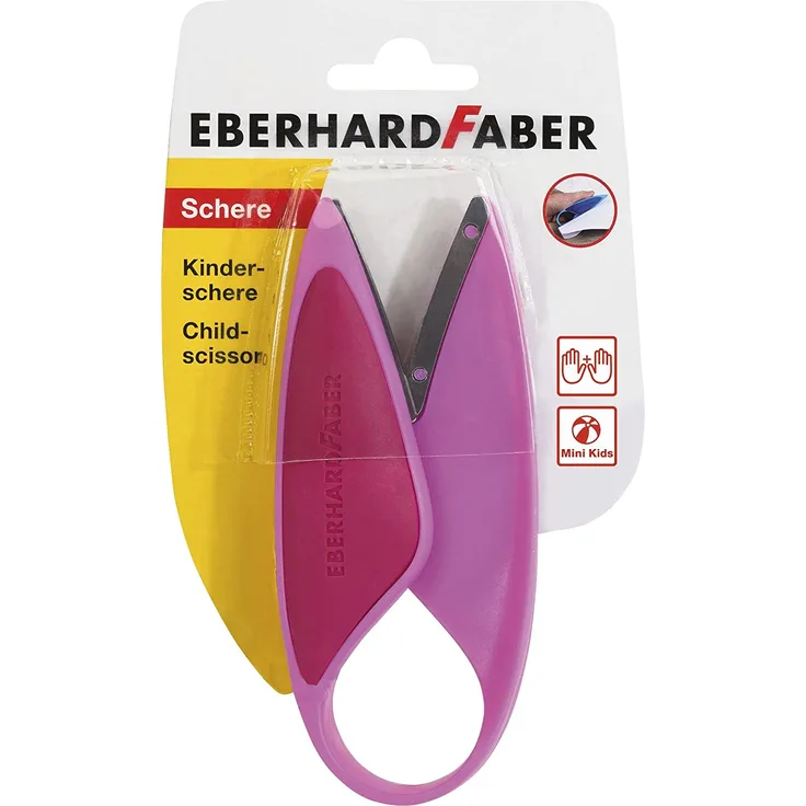 Eberhard Faber 579928 - Kinderschere für Linkshänder und Rechtshänder, optimal zum Schneiden und Basteln mit Kleinkindern, pink
