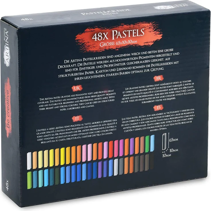 Artina 48er Pastellkreide Set Pasteo - Softpastellfarben in Studio Qualität als feine Kreide Stifte Softpastellkreide Weichpastell für die Kunst – Bild 6