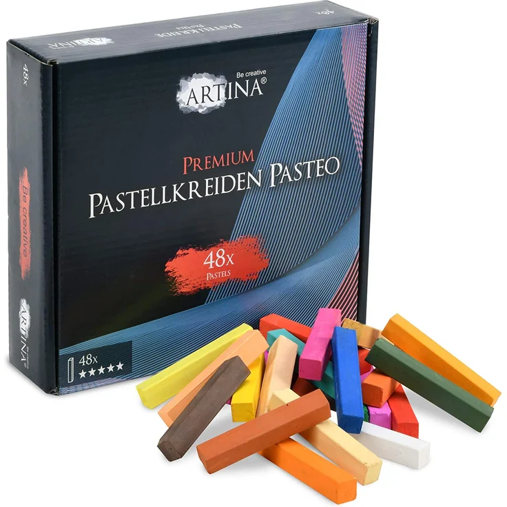 Artina 48er Pastellkreide Set Pasteo - Softpastellfarben in Studio Qualität als feine Kreide Stifte Softpastellkreide Weichpastell für die Kunst – Bild 8