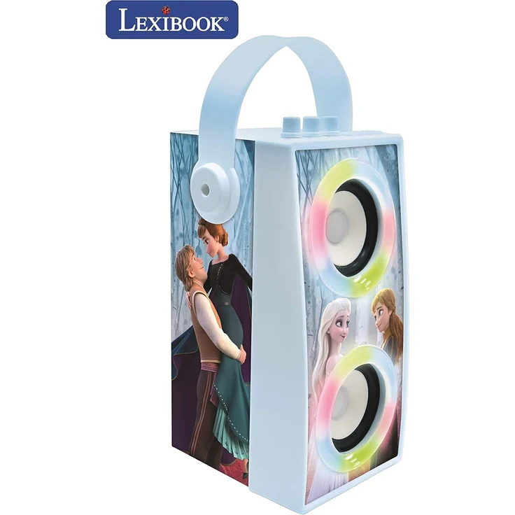 Lexibook BTP180FZZ Disney Frozen-Tragbarer Bluetooth-Lichtlautsprecher mit Mikrofon, Stereoanlage, Lichteffekten, Karaoke, Kabelloser, USB, SD-Karte, Akku, Blau - Preisvergleich – Bild 3