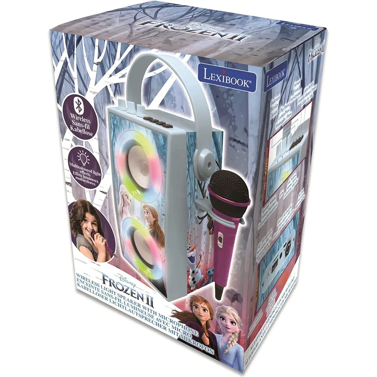Lexibook BTP180FZZ Disney Frozen-Tragbarer Bluetooth-Lichtlautsprecher mit Mikrofon, Stereoanlage, Lichteffekten, Karaoke, Kabelloser, USB, SD-Karte, Akku, Blau - Preisvergleich – Bild 6
