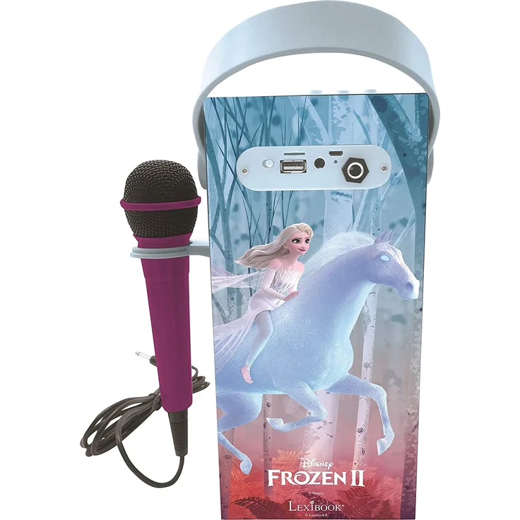 Lexibook BTP180FZZ Disney Frozen-Tragbarer Bluetooth-Lichtlautsprecher mit Mikrofon, Stereoanlage, Lichteffekten, Karaoke, Kabelloser, USB, SD-Karte, Akku, Blau - Preisvergleich – Bild 4
