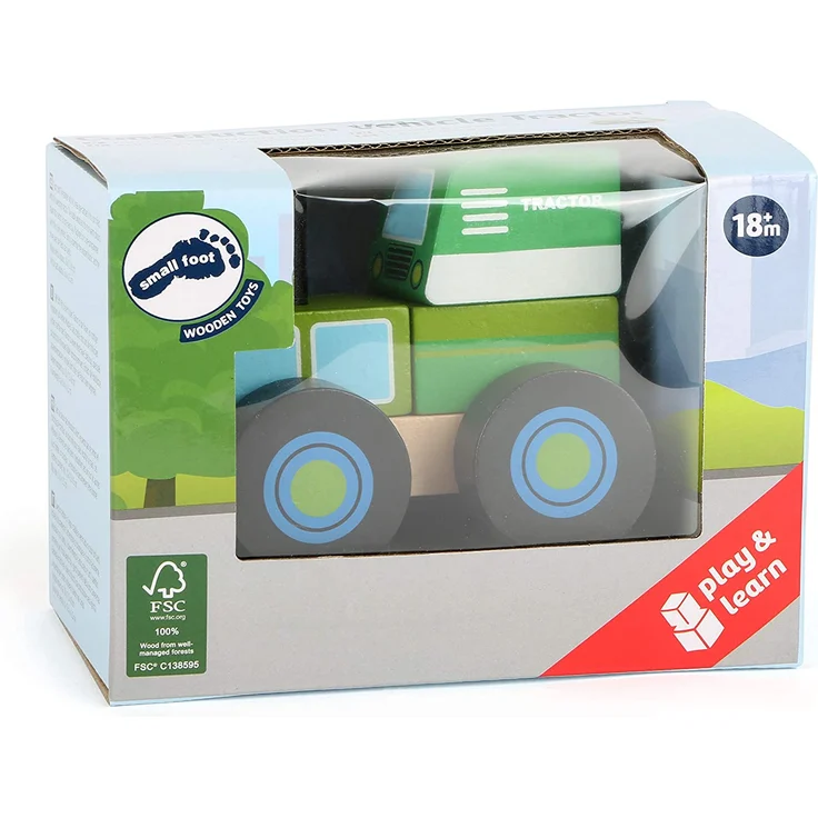 Small Foot 11073 Konstruktionsfahrzeug Traktor aus Holz, FSC 100%-Zertifiziert Spielzeug, Mehrfarbig – Bild 4