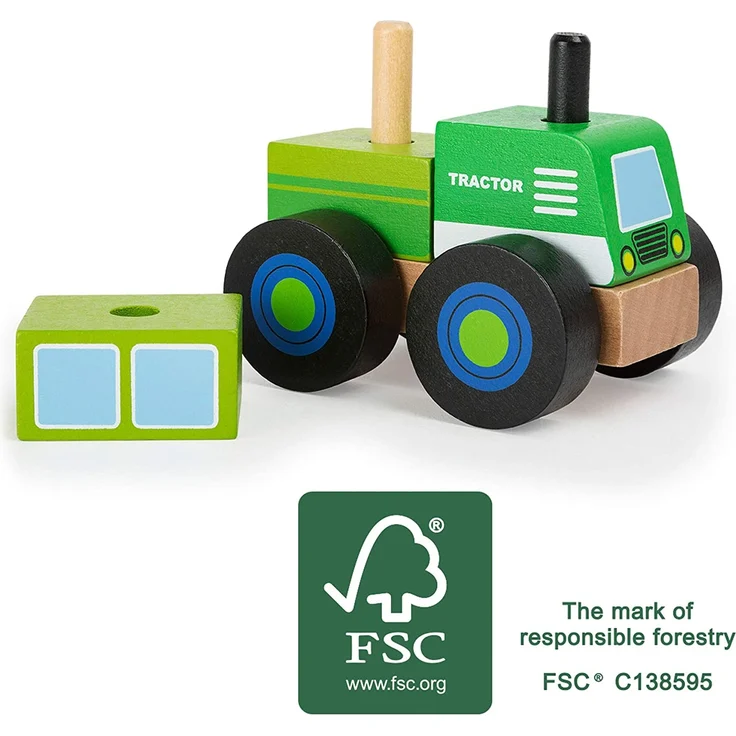 Small Foot 11073 Konstruktionsfahrzeug Traktor aus Holz, FSC 100%-Zertifiziert Spielzeug, Mehrfarbig – Bild 5